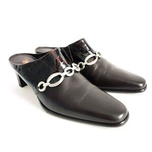 Brighton Twiggy Clog Cowgirl Black Leather Women's 8 Mules Slip-On Rodeo Western